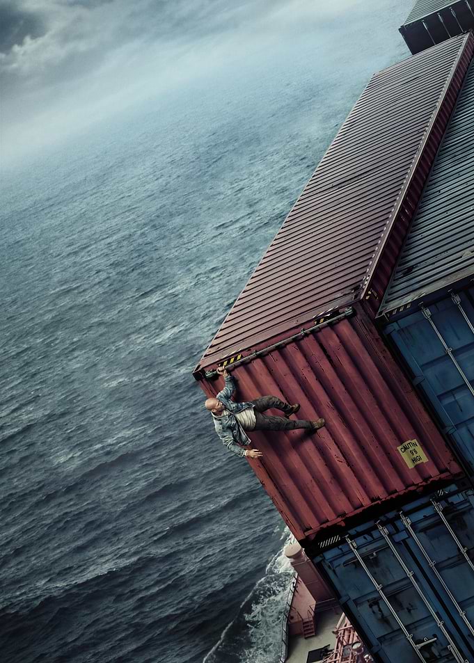 Dwayne Johnson Hanging from Shipping Container