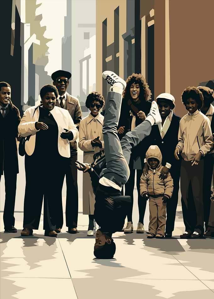 Breakdancer Performing in Urban Setting