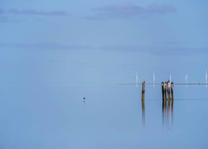 Landscape of the North Sea without horizon at DagebĂĽll, Germany