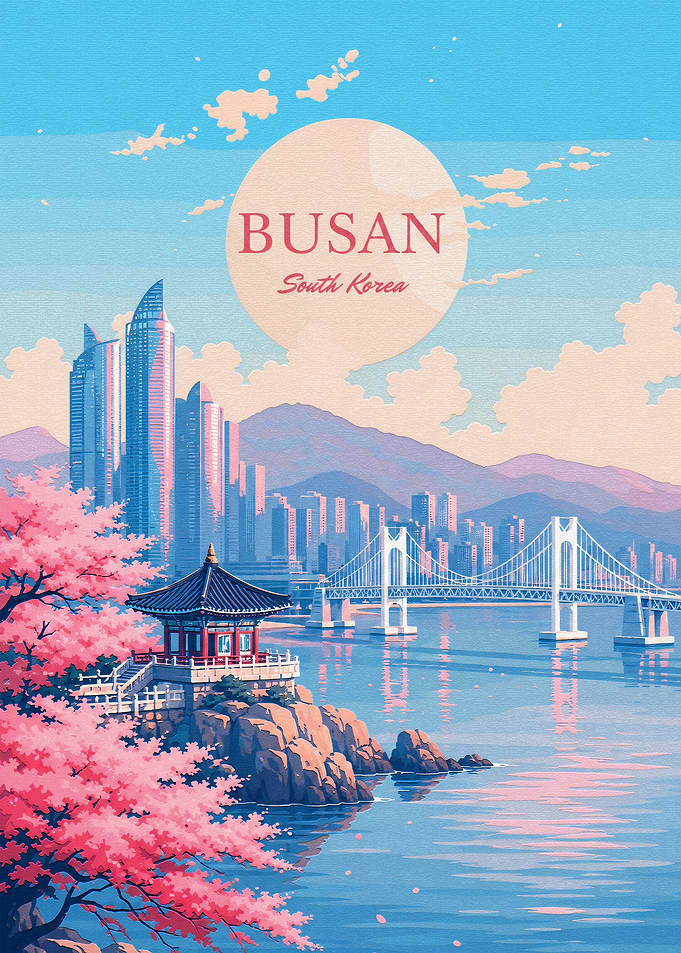 Busan South Korea Travel Poster