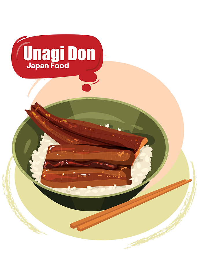 Unagi Don Japanese Food Illustration