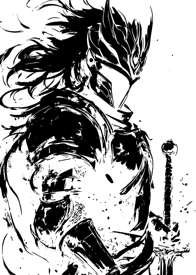 Black and White Knight Illustration