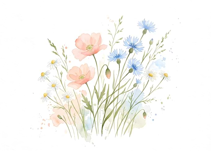 Watercolor Wildflower Bouquet Illustration