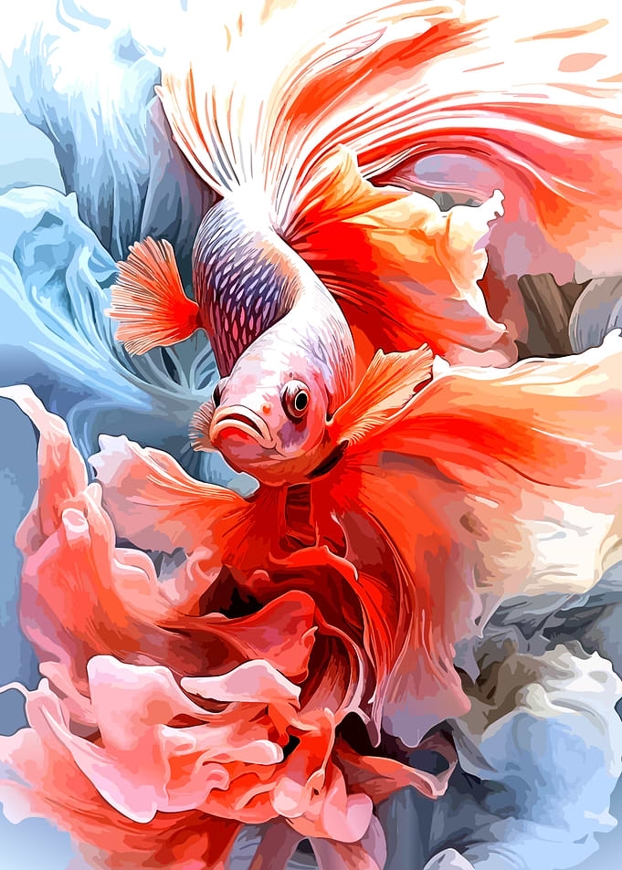 Vibrant Betta Fish Digital Art