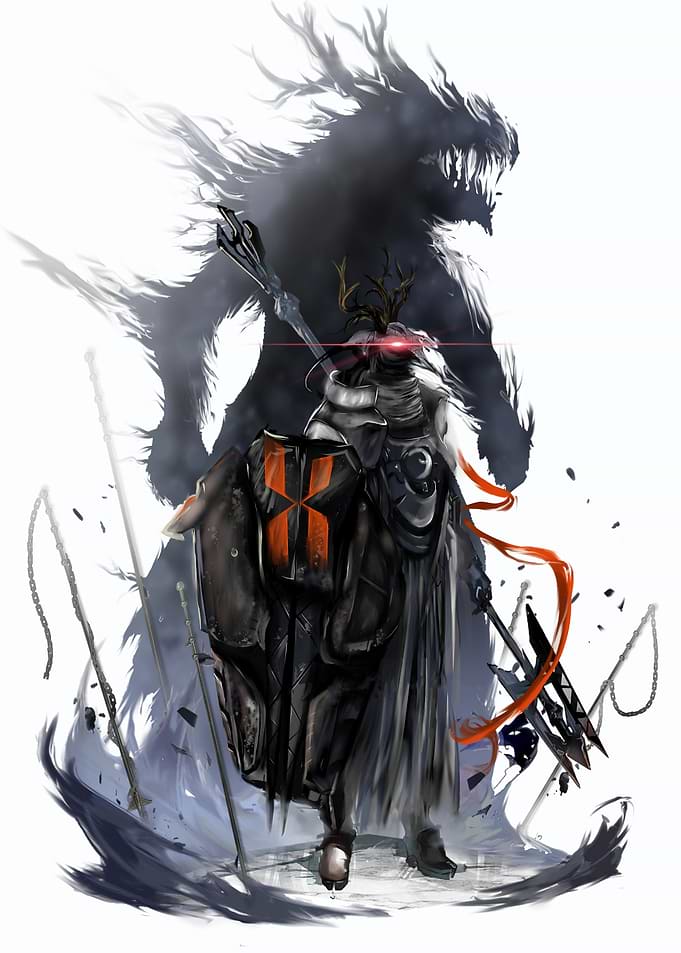 Dark Fantasy Knight with Shadow Beast