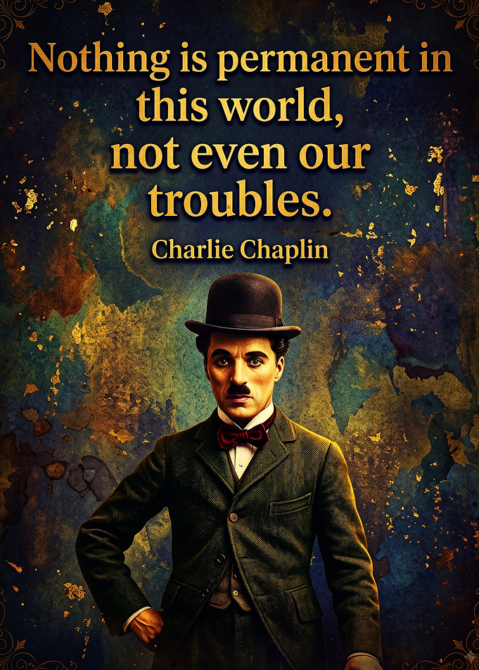 Charlie Chaplin Inspirational Quote Poster