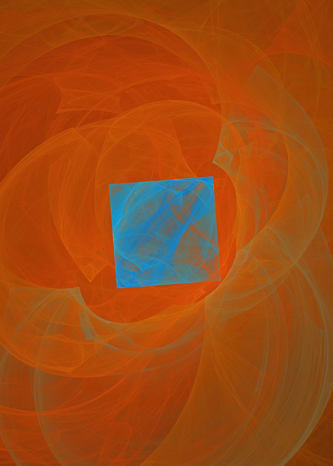 Blue Tile - Blue and Burnt Orange Fractal Square