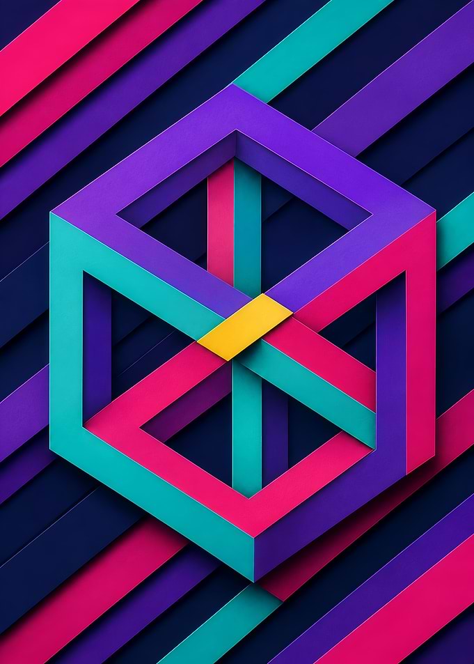 Woven Impossible Cube Visual Paradox