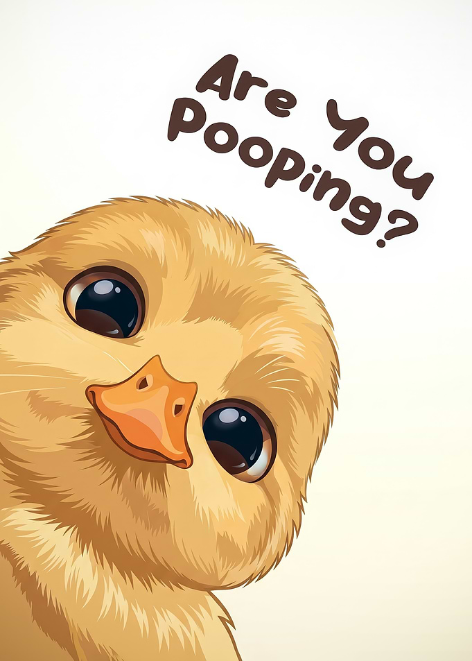 Funny Cute duck Bathroom Sign poster