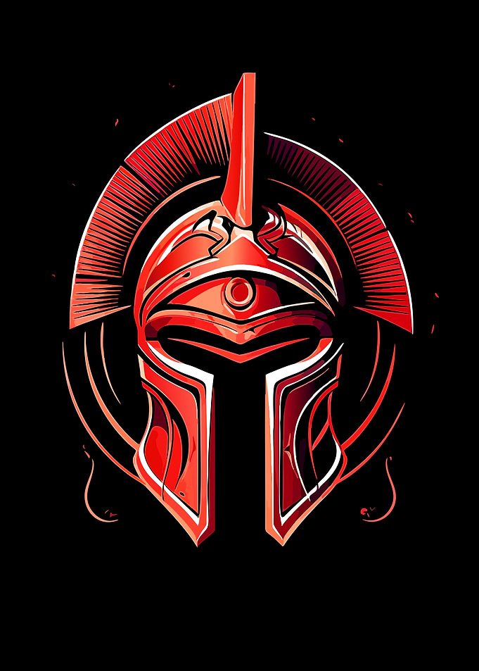 Red Spartan Helmet Graphic