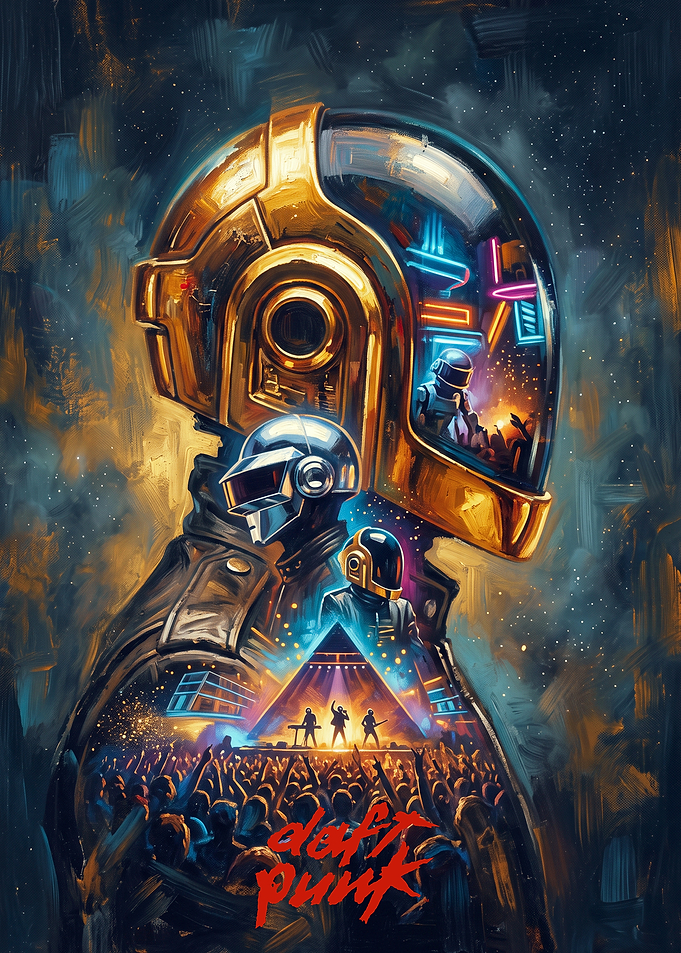 Daft Punk Iconic Helmet Concert Art