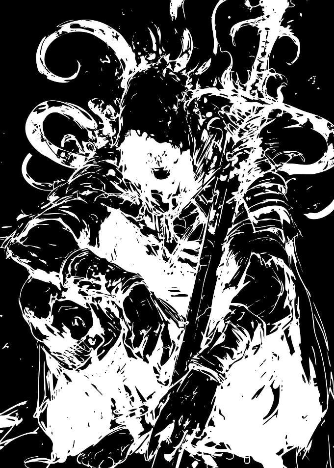 High Contrast Dark Fantasy Warrior