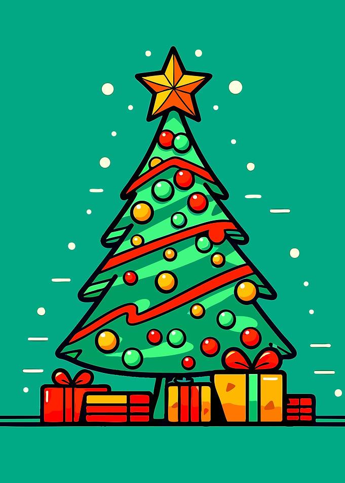Stylized Christmas Tree with Gifts