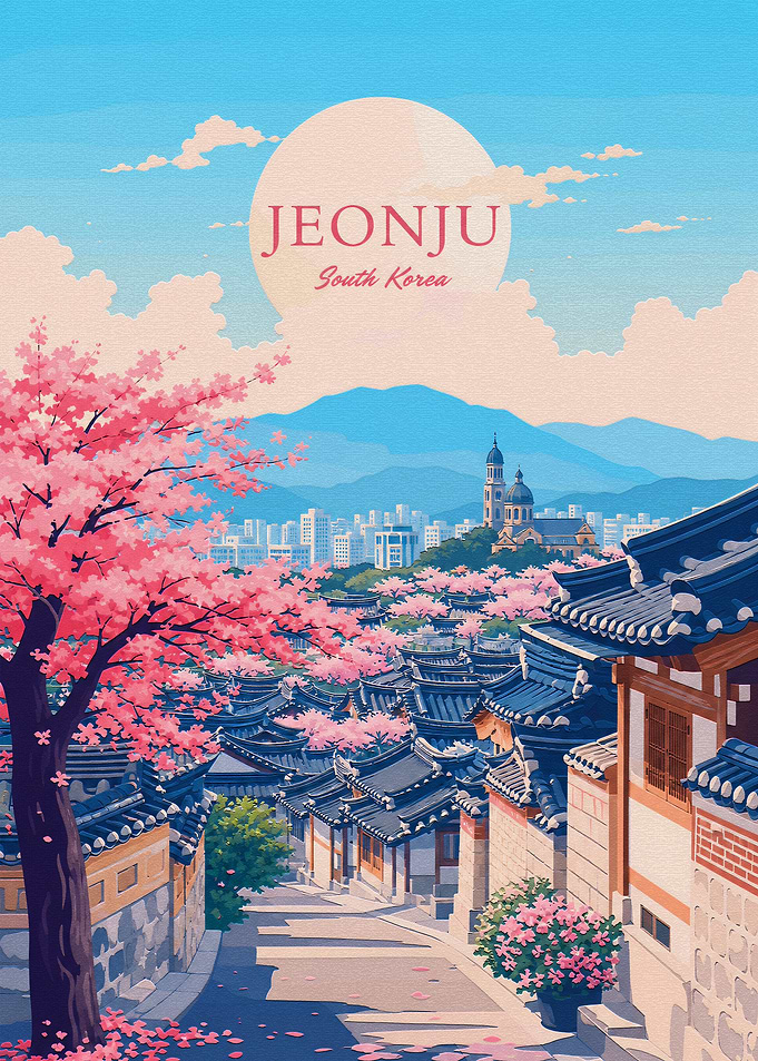 Jeonju South Korea Travel Poster