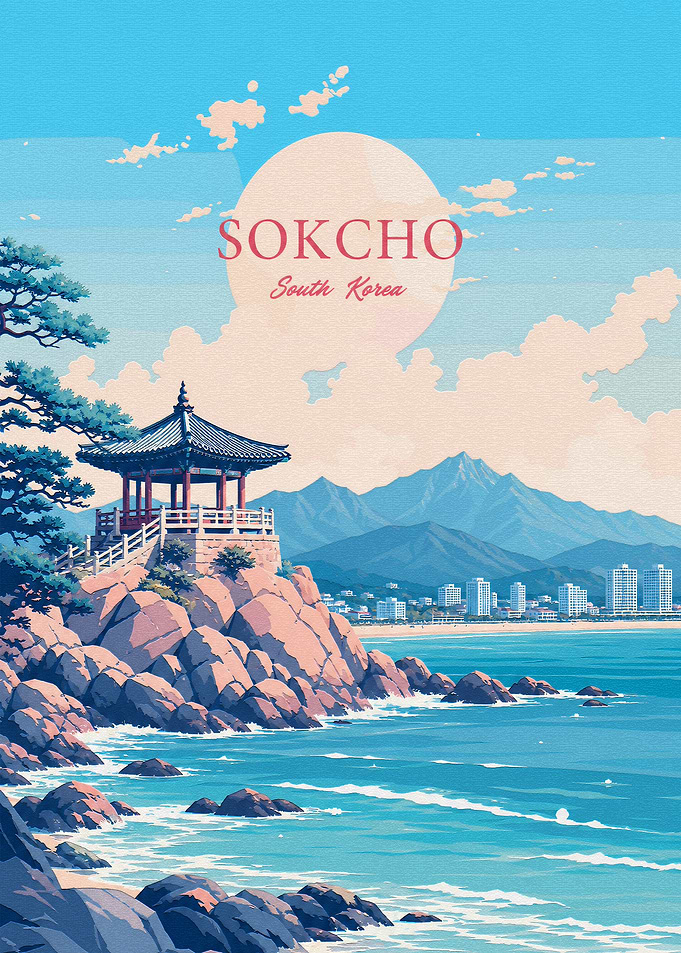 Sokcho South Korea Travel Poster
