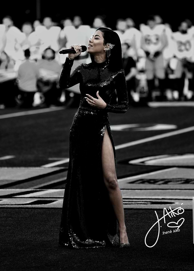 Jhené Aiko Performing on Football Field