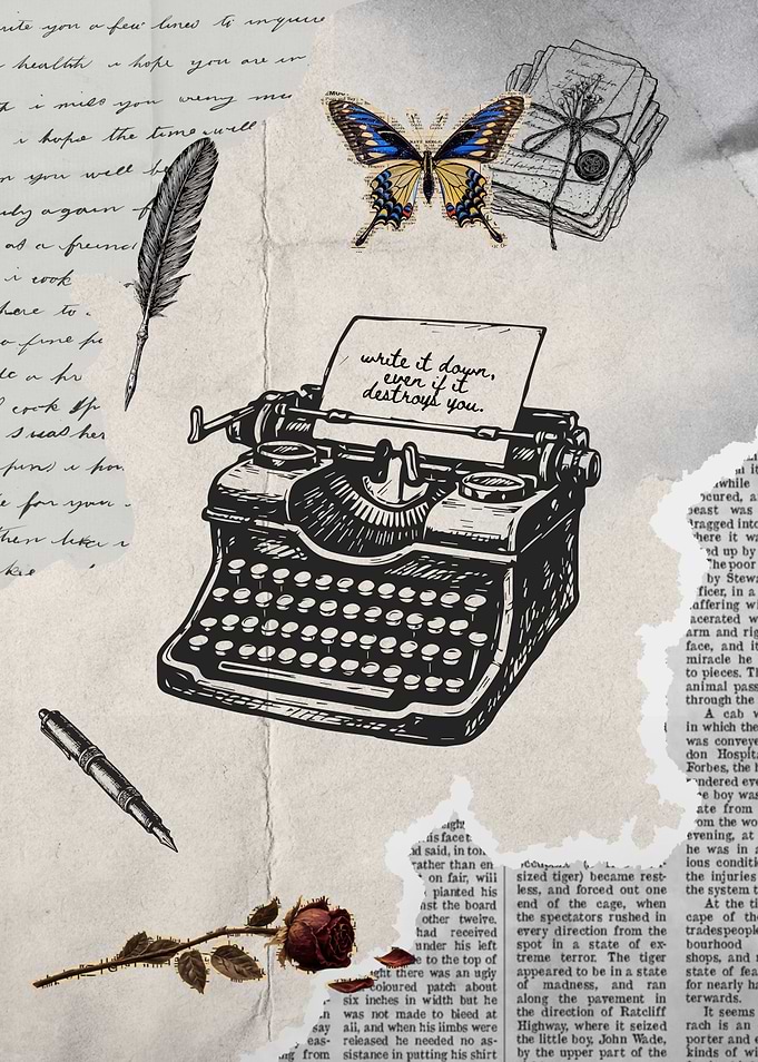 Vintage Writer Aesthetic Collage