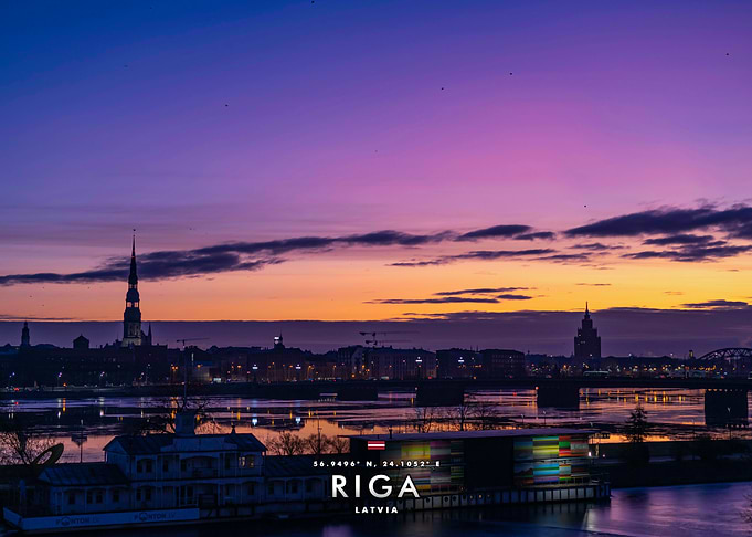 Riga Skyline at Sunset