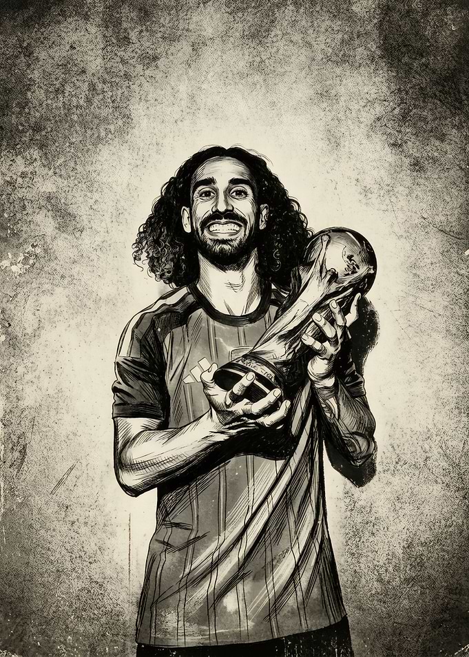 Marc Cucurella Holding World Cup Trophy