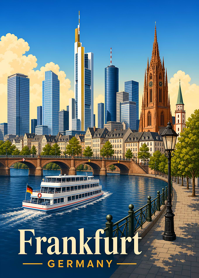 Frankfurt Germany Cityscape Travel Poster