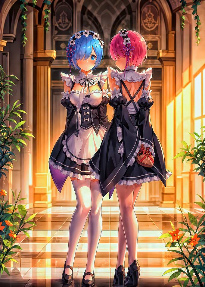 Rem and Ram Maid Illustration