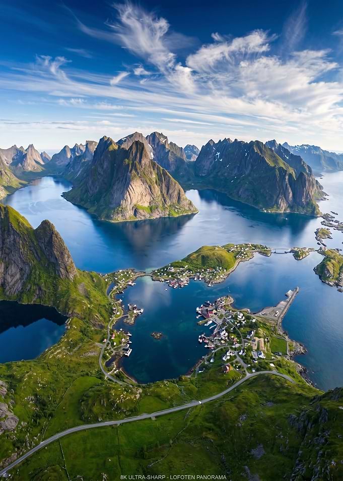 Aerial View of Lofoten Islands Norway