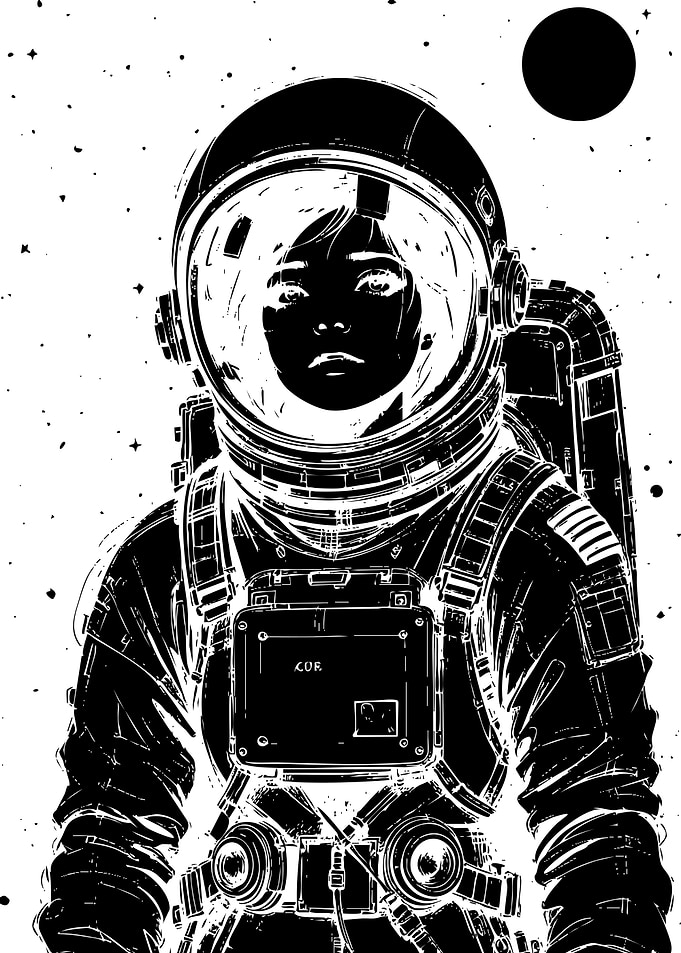 Black and White Astronaut Portrait