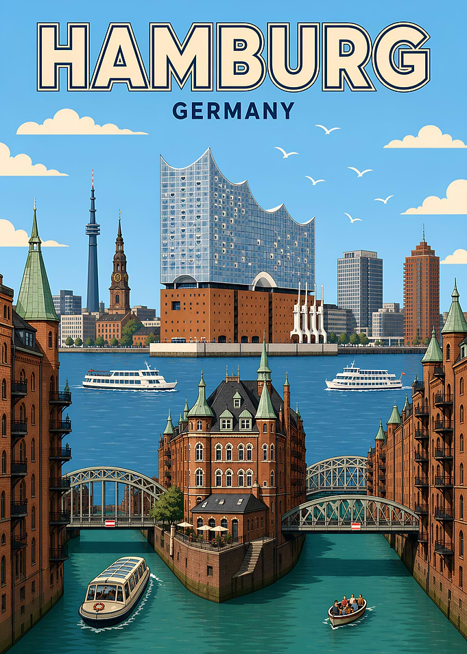 Hamburg Germany Travel Poster