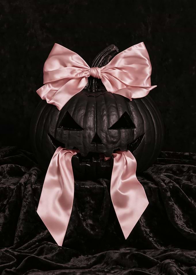 Black Jack-o'-lantern with Pink Bow