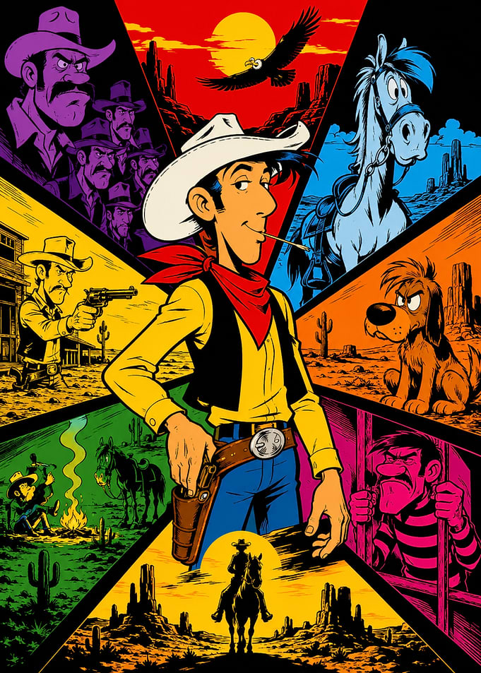 Lucky Luke Comic Book Poster