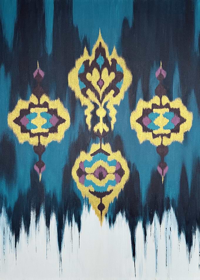 Abstract Ikat Pattern Painting