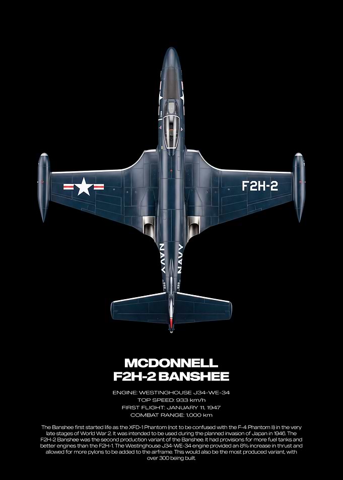 McDonnell F2H-2 Banshee Aircraft Poster