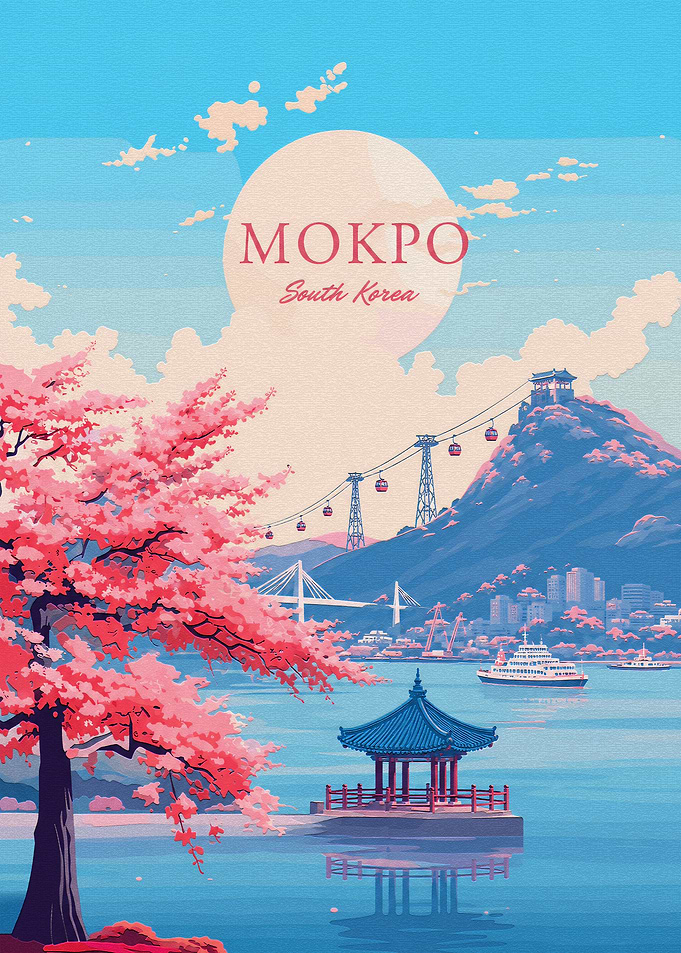 Mokpo South Korea Travel Poster