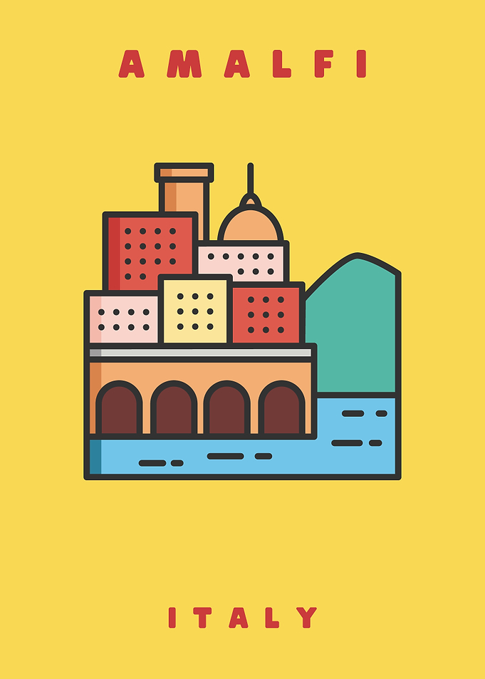 Minimalist Amalfi Italy Travel Poster