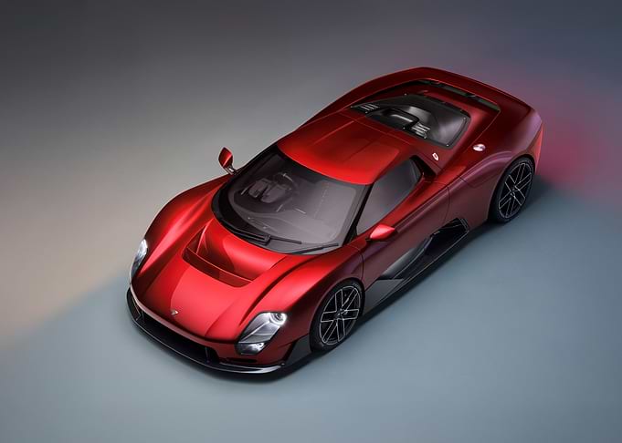 Sleek Red Sports Car Top View