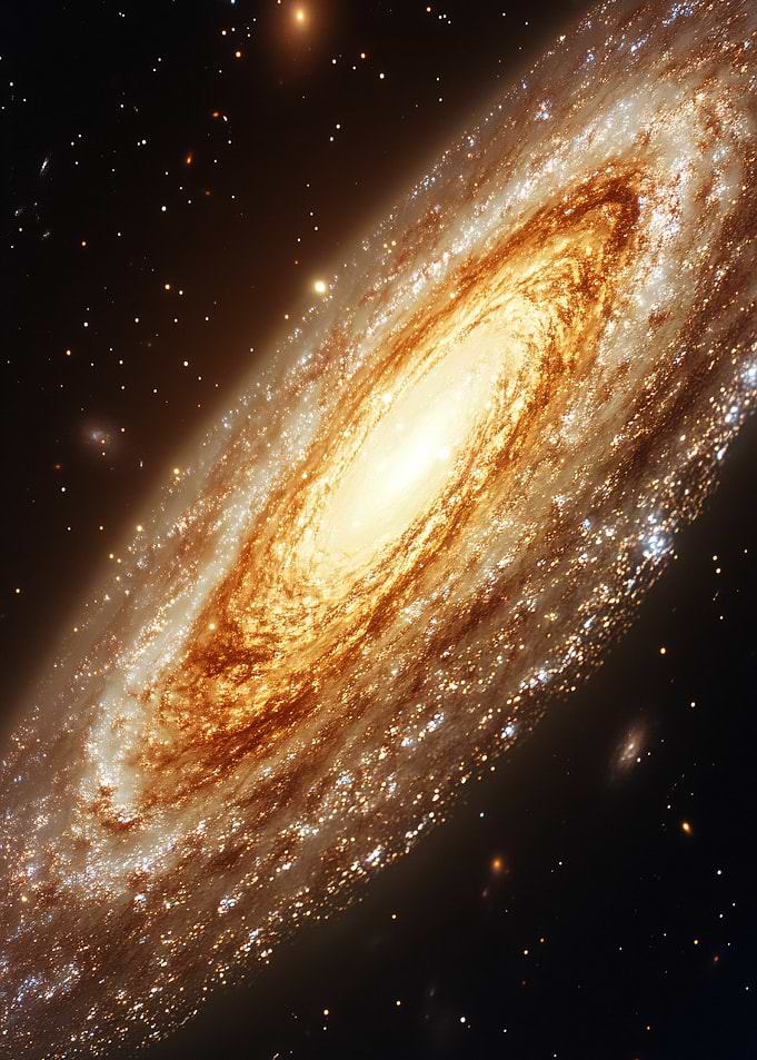 Golden Spiral Galaxy in Deep Space
