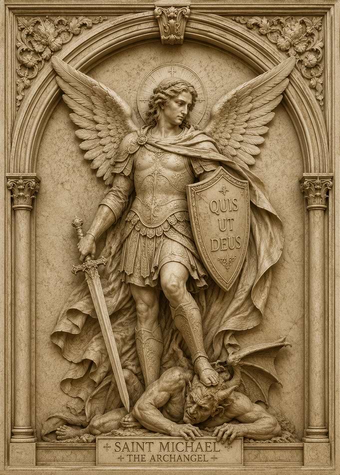 Saint Michael the Archangel Stone Relief