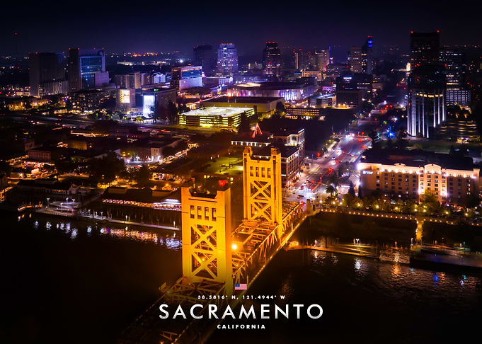 Sacramento Tower Bridge at Night
