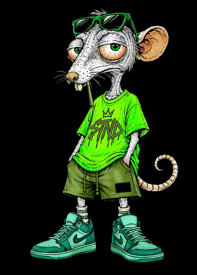STND Rat 420 Street Art | Stoner Rat Graphic Illustration