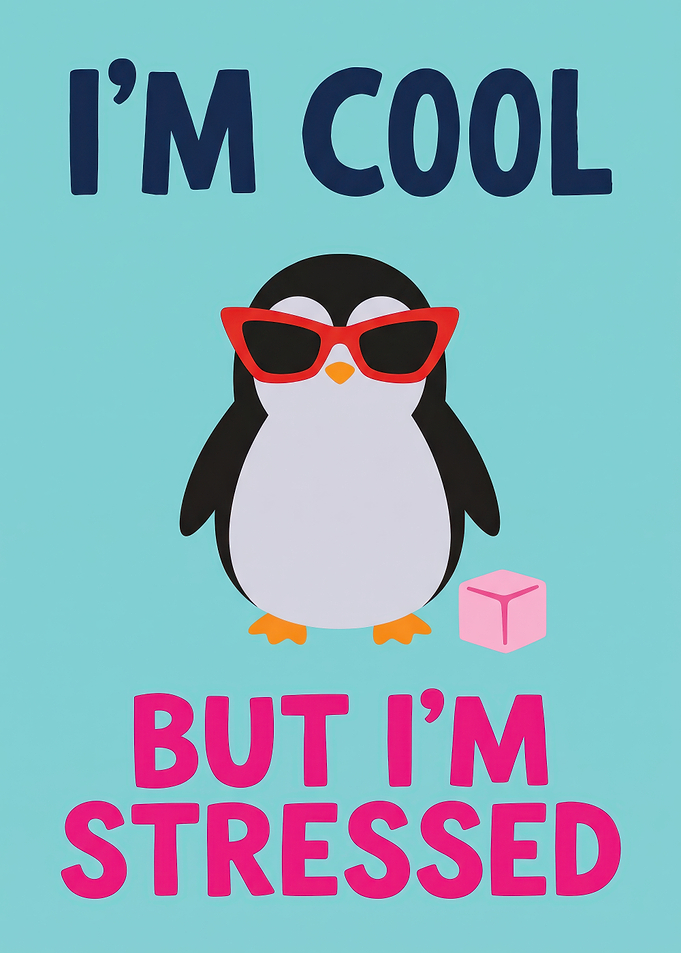 Funny Stressed Penguin Illustration