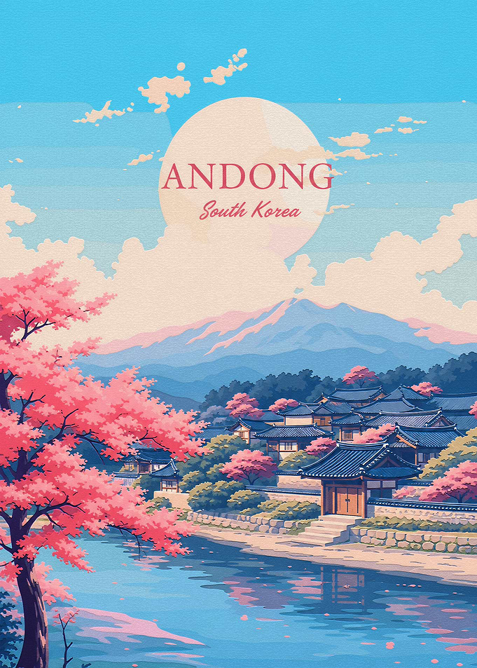 Andong South Korea Travel Poster