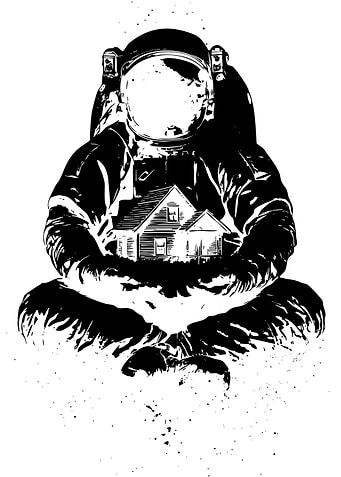 Astronaut Holding a Small House
