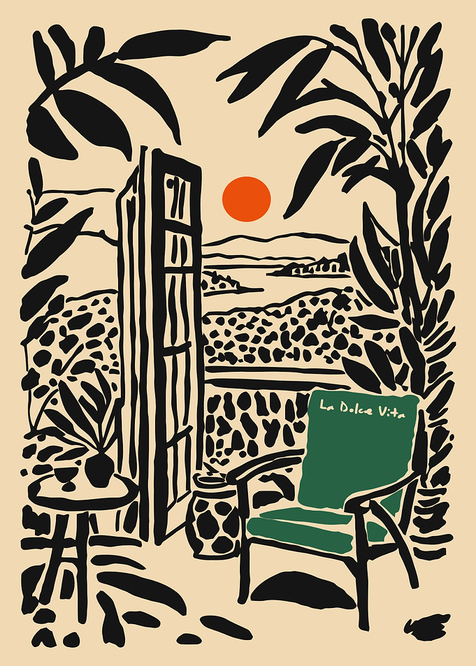 La Dolce Vita Mediterranean Terrace Illustration