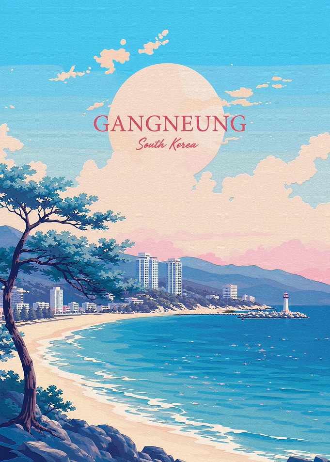 Gangneung South Korea Travel Poster