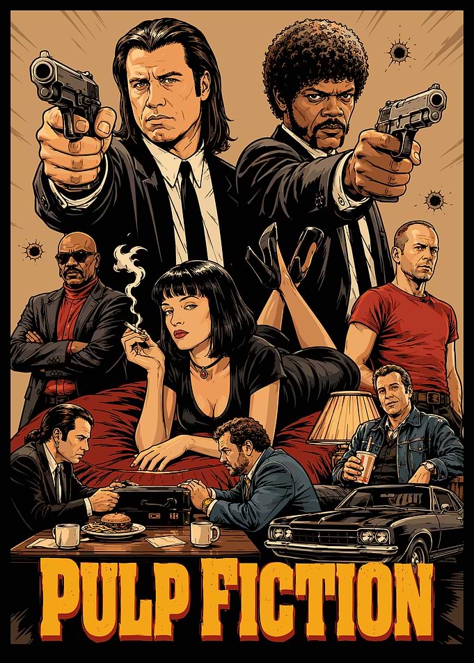 Pulp Fiction Pixel Art Poster