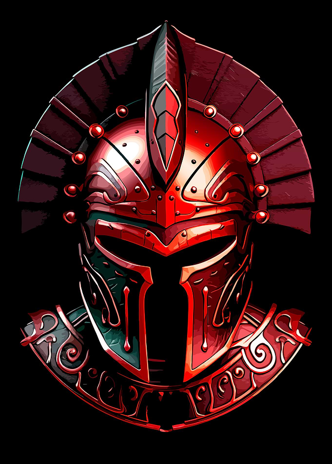 Ornate Red Spartan Warrior Helmet