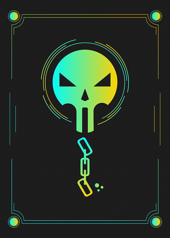 Neon Skull & Broken Chain - Cyberpunk Art