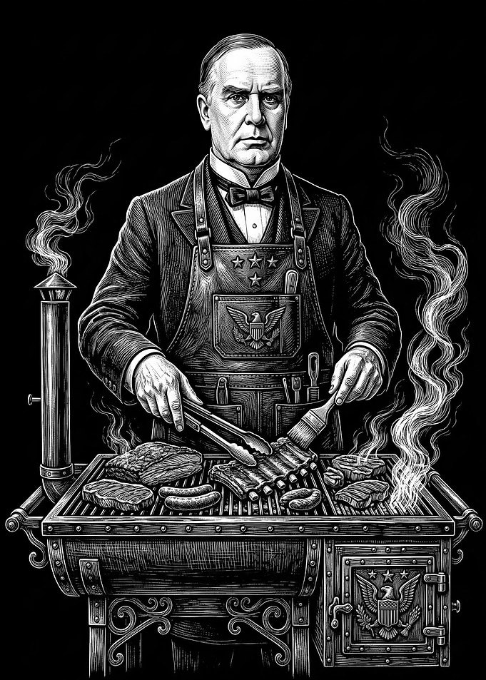 William McKinley Barbecue Master Illustration