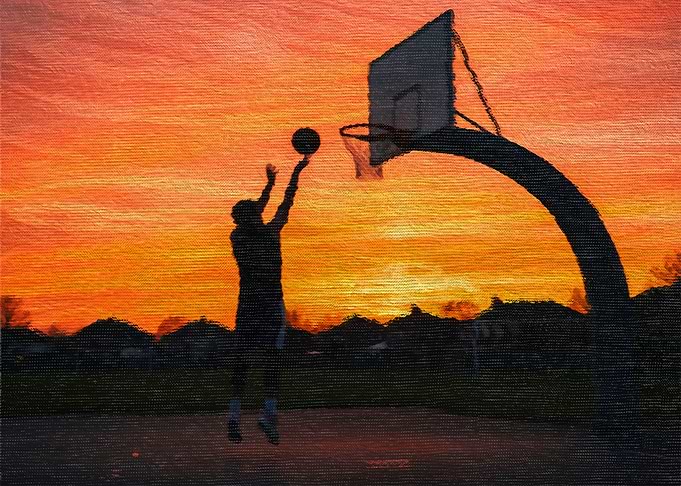 Basketball Player Silhouette at Sunset