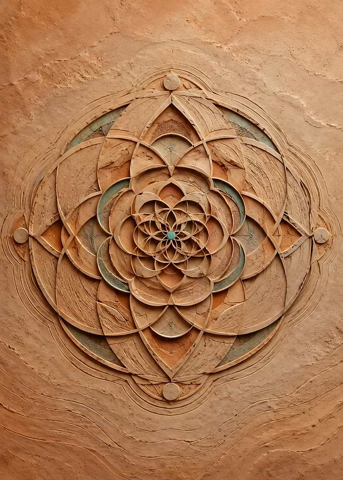 Sacred Geometry Sandstone Mandala Relief